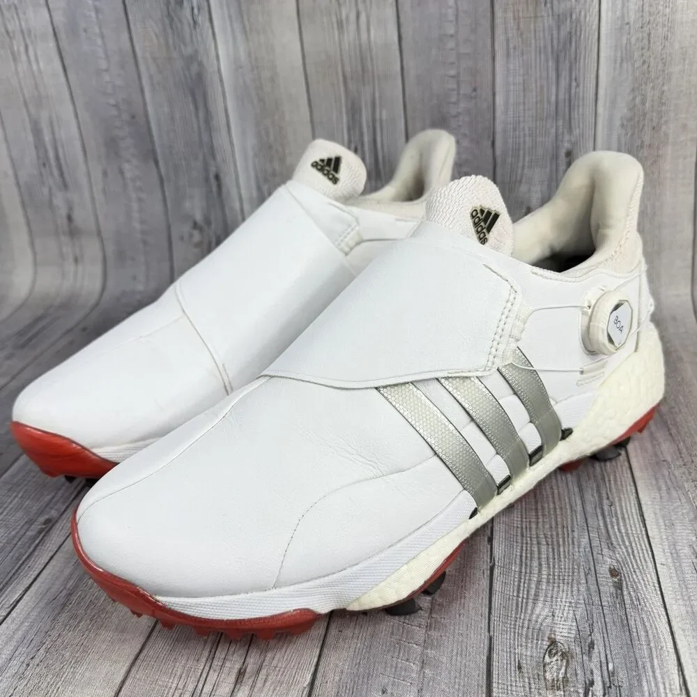 Adidas Tour 360 22 BOA Golf Shoes Men’s Size 10 White/Silver/Red GY5337